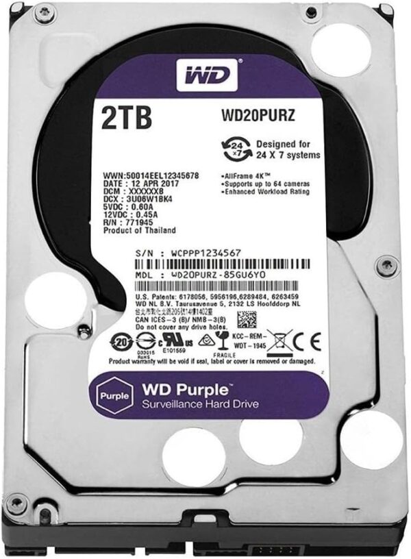 Western Digital WD 2 TB Purple Surveillance HDD - WD20PURZ